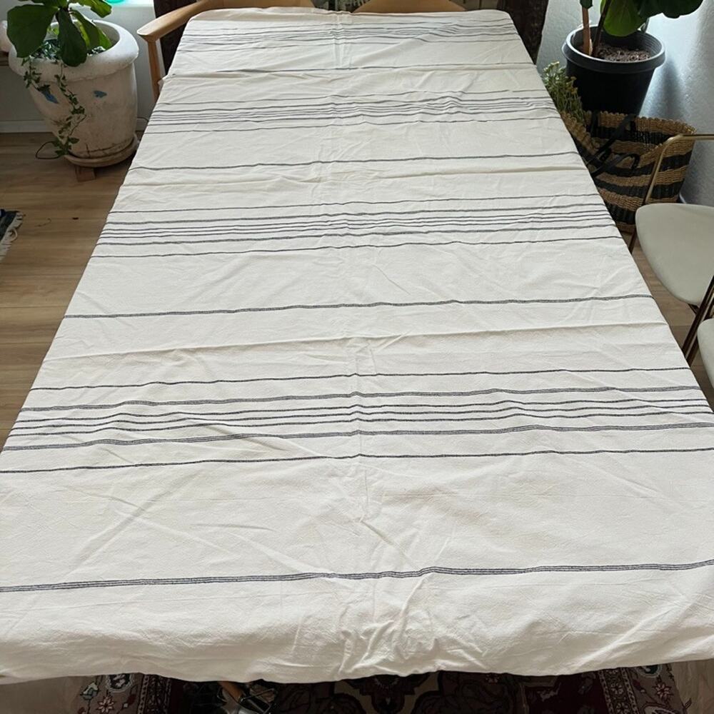 Project 62 Full/Queen Striped Duvet Cover Cotton w/ Zipper Closure Cream